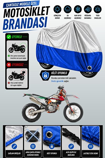 Cemku Twin غطاء محرك متوافق مع KTM 500 EXC باللون الرمادي من الأعلى والأزرق م...