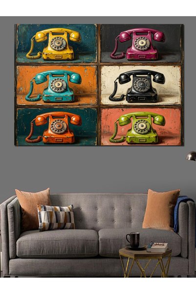 Artmeg Pânză decorativă din colecția de telefoane antice colorate - Tablou di...