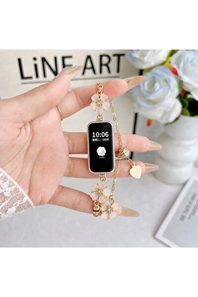 Alstrap Huawei Band 11/ Band 11 Pro Uyumlu Çiçekli Taşlı Metal Zarif Bileklik...
