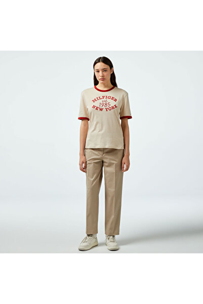 Tommy Hilfiger Slim Straight Kadın Bej Chino Pantolon
