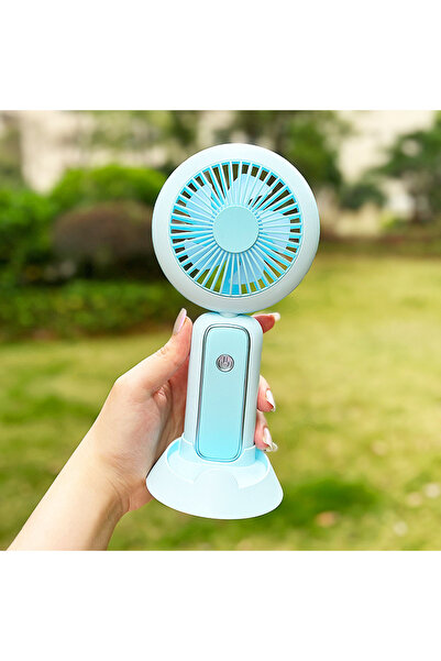 Livava Işıklı Şarjlı El Vantilatörü 3 Kademeli Masaüstü Taşınabilir Mini Fan