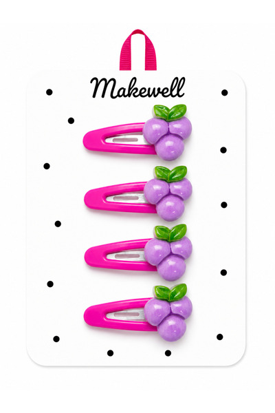 MakeWell Set de 4 agrafe pentru fete cu figurine cireșe, struguri, piersici, ...