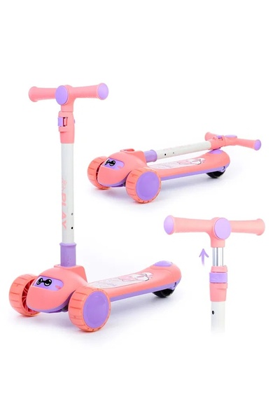 Junios 3-wheel scooter, LED lights, foldable, 3-6 years, pink