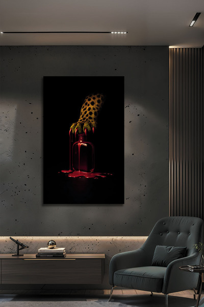 Parıltı Yayınları Leopar Pençesi Modern Sanat Temalı Lüks Cam Tablo