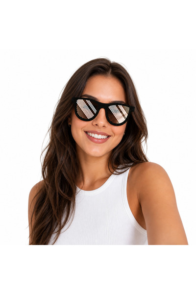 Yapı3D مجموعة نظارات الحفلات المخططة المكونة من قطعتين - إكسسوار نظارات أسود ...