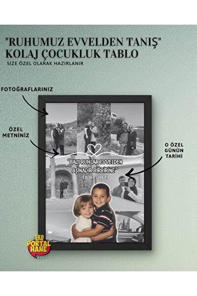 Ruhumuz Evvelden Tanış Poster Tablo – Çocukluk Temalı Aşk Tablosu, Sevgiliye Özel Hediye