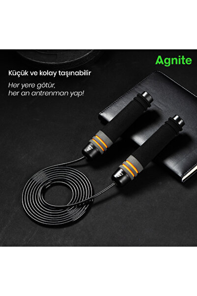 Agnite Çelik Halat Atlama İpi Sayaçsız Dayanıklı Spor İpi Siyah