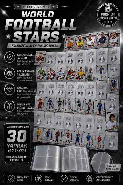 CANTEX TECH Futbolcu Oyun Karti 55 Adet SILVER Series Pocket Esnek Kırılmaz P...