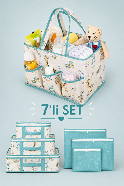 Pazar Kapısı 7'li Yenidoğan Hastane Çıkış Organizer Set - Bölmeli Bebek Bakım...