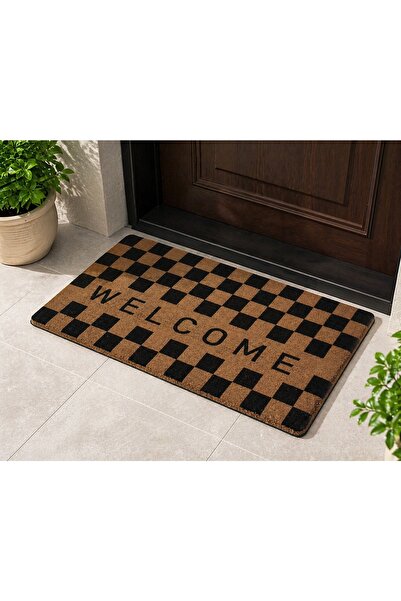 Generic Welcome Floor Mat, Square Design, Brown and Black Color, Size 40X60 Cm.