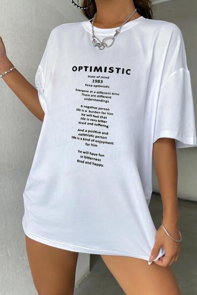 Gisha Optimistic White Oversize Salas Boyfriend Women's T-shirt