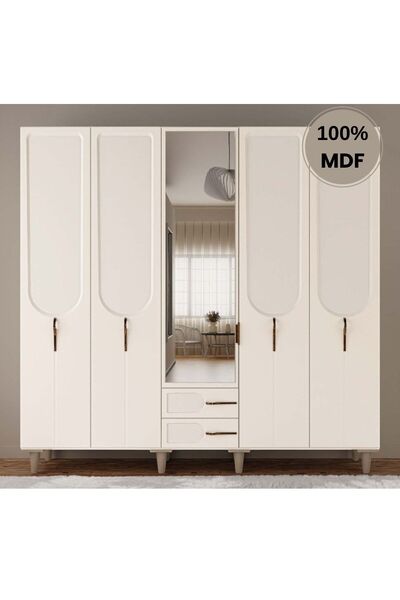 comiet Açelya 5 Kapak Mdf Ayaklı Tasarım Gardırop
