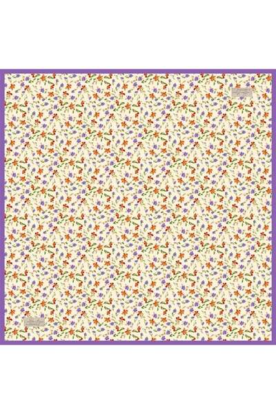 LA BOUTIQUE Sura Silk Scarf Lilac Flower Pattern 2529 - 03