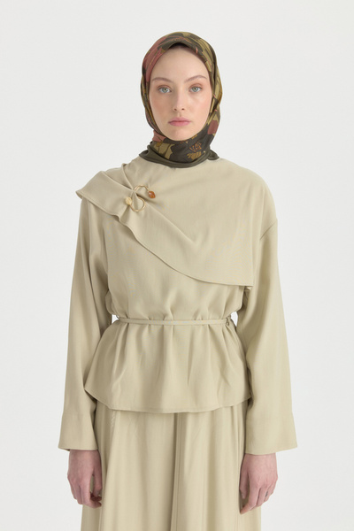 Nihan Garden Whisper Twill İpek Eşarp Yeşil