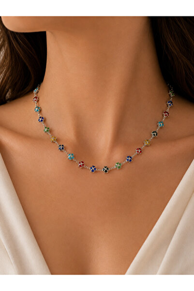 Lilith Takı Colorful Flower Figured Necklace |   Energetic and Stylish Collar...