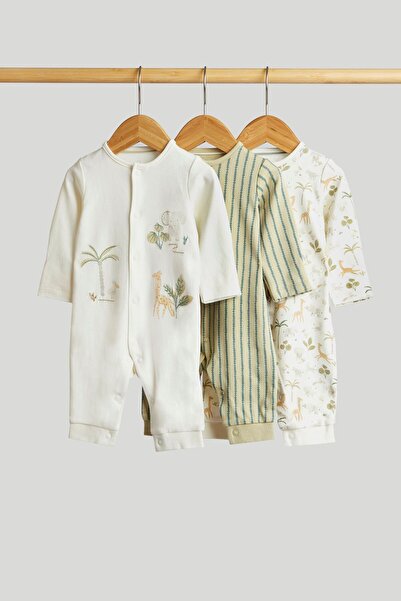 MOTHERCARE مجموعة من 3 بدلات نوم سفاري بدون أقدام
