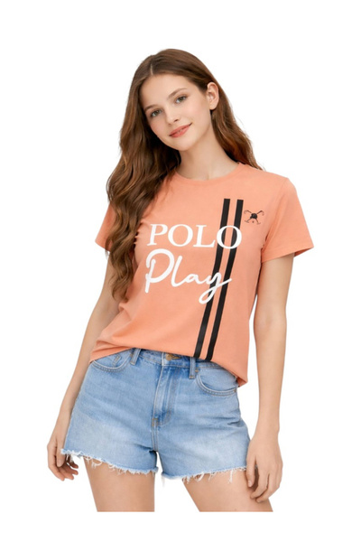Polo Play By Styli تي شيرت للفتيات المراهقات برقبة دائرية وشعار جرافيك
