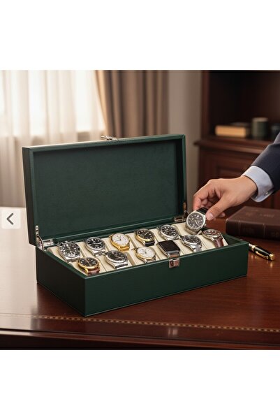 ROBERT TAYLOR Watch Box 12-Piece Diplomat Model - Green