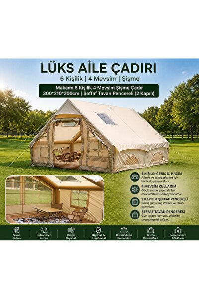 electroawm 6 Kişilik 4 Mevsim Şişme Çadır - 300x210x200 cm Şeffaf Tavanlı 2 K...