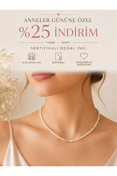 PORSE Sertifikalı 3 mm Gerçek Düzensiz İncili El Yapımı Minimalist Kolye - Şı...