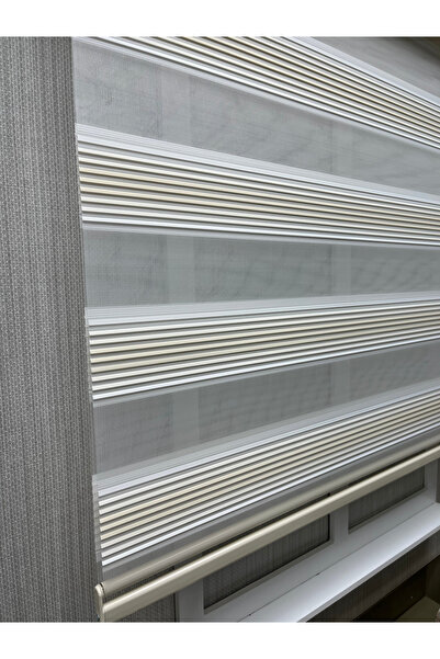 VELANORA HOME Modern Çizgili Zebra Stor Perde KREM-BEYAZ Geçişli Alüminyum Ka...