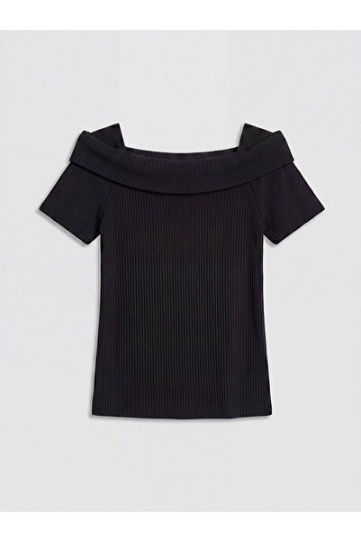 LC Waikiki Lcw Kids Kayık Collar Ribbed Girls' T-Shirt