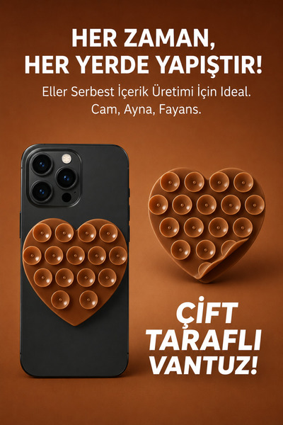 Case collection Çift Taraflı Vantuz Telefon Tutucu Slikon Kalpli