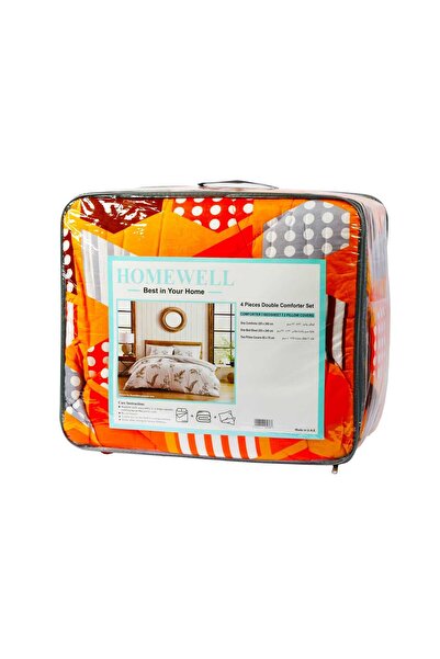 homewell طقم لحاف 4 قطع 220 × 240 سم من قماش الميكرو المتنوع
