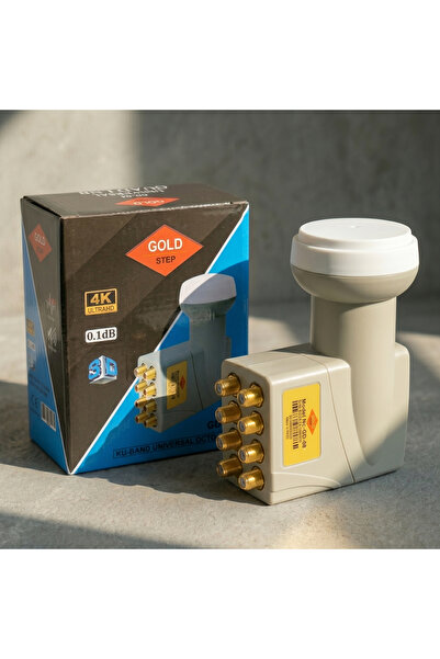 Gold Step Sekiz Çıkışlı (Octo) Uydu LNB'si - 4K Ultra HD - 0.1dB - Yüksek Sinyal