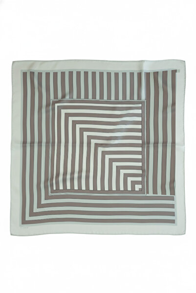 Triko Mısırlı Gray Geometric Striped Silk Scarf