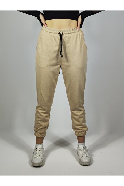 Ayya Women Jogger Sweatpants Comfortable Fit Unisex Basic Pants Beige