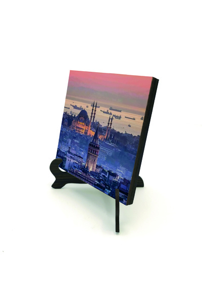 Sadrazam برج غلطة ومسجد سليمانيه مطبوع على سطح المكتب MDF بحجم 10x10 KRT-24