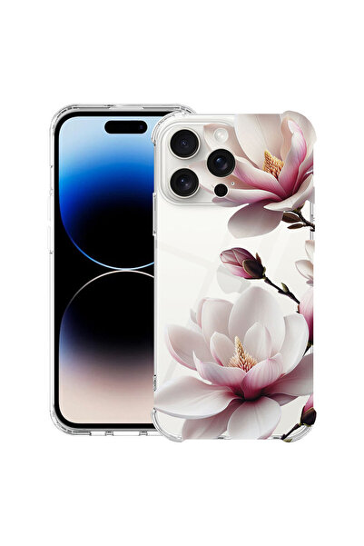 bestcase Husă Antișoc pentru Apple iPhone 16 Pro Max, Florală - Magnolie Roz,...