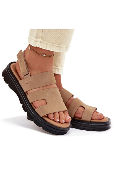 Big Star Shoes Sandale de damă din piele întoarsă Big Star TT274482 Bej 39