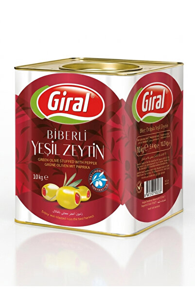 Giral Biber Dolgulu Yeşil Zeytin - 10 Kg - Teneke