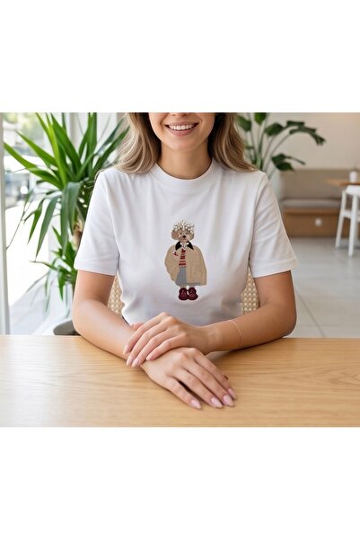 Gzu Collection Ayıcık Detaylı Beyaz Tişört