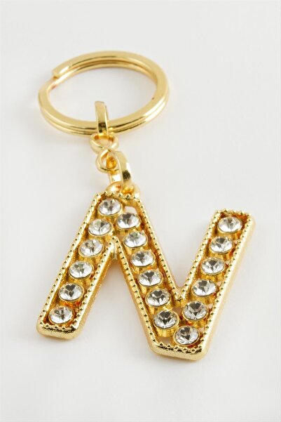 ZERO LAND Ilkeshop Yellow Colored Stone (11546) Letter Keychain-N