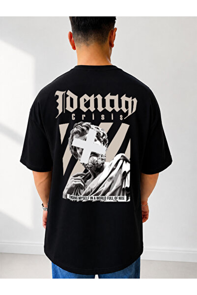 525 Tricou unisex oversize cu imprimeu pe spate, stil streetwear
