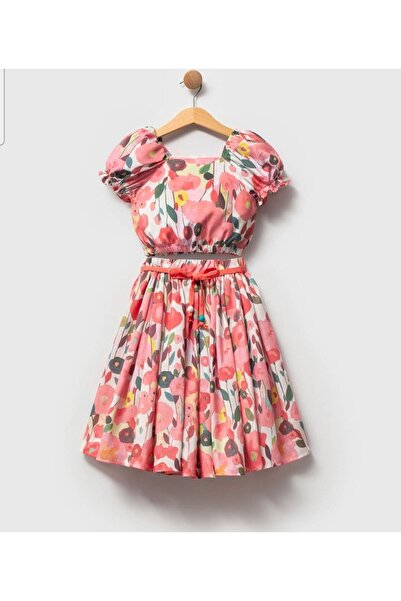 Butik طقم تنورة مزينة بالزهور للفتيات - لون السلمون