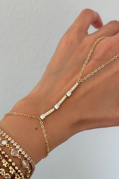 Lavian Accessories Su Yolu Zirkon Taşlı Gold Şahmeran