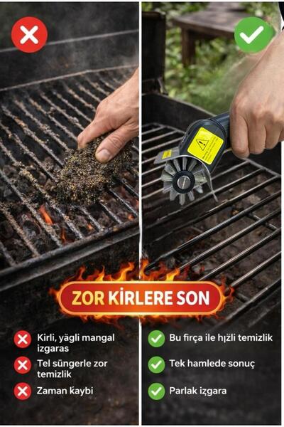KRAFT HART Mangal Temizleme Fırçası Çelik Tel Izgara Temizleyici Barbekü Grill Fırçası Dayanıklı Saplı