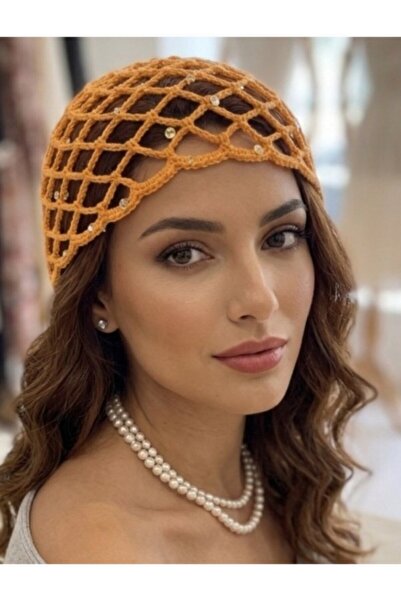 meryemin butiği Hand-Knitted Sequined Mesh Hat