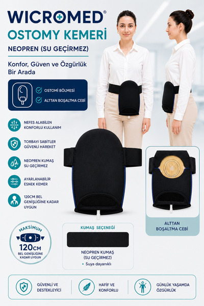 wicromed Ostomy Kolostomi Çantası Kılıfı Ayarlanabilir Kemer Neopren Kumaş Lü...