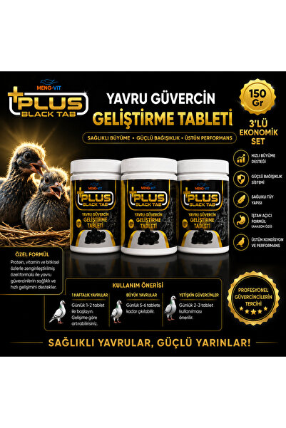 MENGVİT 3 Kutu Meng-Vit Plus Black Tab Yavru Hapı 150 Gr | Güvercin Gelişim v...