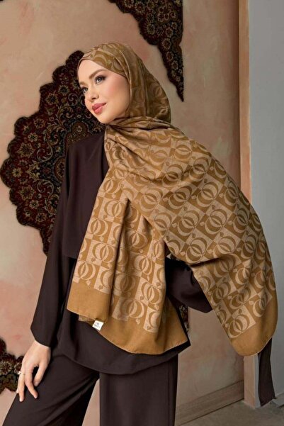 Hazamoda Jacquard Patterned Shawl Mustard