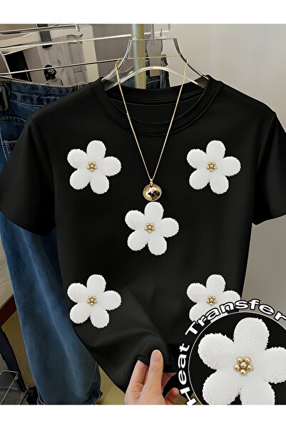 GALASHOP Kadınlar için Sevimli Çiçek Desenli Y2K Sokak Stili Tişört