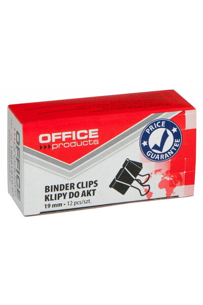 OFFICE products Clip hartie 19mm, 12buc/cutie, - negru