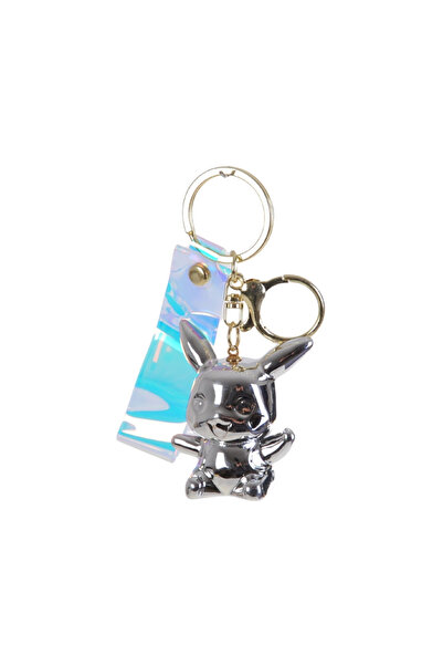 KESKİN SOUND سلسلة مفاتيح لامعة باللون الفضي مع شخصيات كرتونية