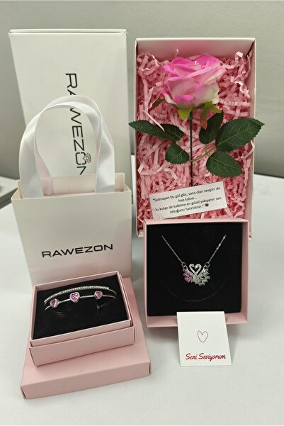 RAWEZON Nerovia Pink Konsept Set-Kutulu ve Çantalı Çelik Pempe Çift Kuğu Koly...