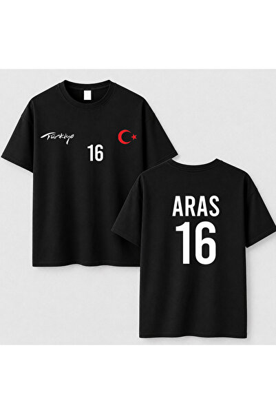 AYDESİGN Kişiye Özel İsim Baskılı Milli Takım Dünya Kupası Unisex Siyah Tişör...